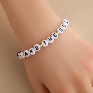 Personalized Letter Bracelet Custom Women's Colored Seed Beads Adjustable Stretch String Bracelet