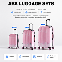 Juego de maletas ABS de marca privada, color rosa, 20, 24 y 28 pulgadas, 3 piezas, maleta rígida para minoristas, distribuidores y proveedores mayoristas