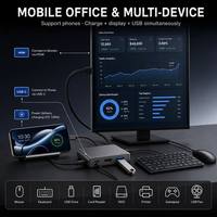 Mini Hub USB C 3 en 1, HDTV 4K60Hz, PD100W, USB 3.0 5Gbps, Aluminio Anodizado, Base de Conexión Portátil para Teléfono, Oficina Móvil, para Laptop y PC