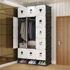Lemari Pakaian Lipat Plastik 15 Pintu dengan Desain Modern dan Lemari Sepatu untuk Penyimpanan Pakaian di Kamar Tidur - Product Image 1