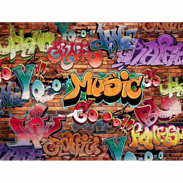 Custom photo wallpaper colorful graffiti murals 3d pvc wallpaper home decoration modern wallpaper Modern Wall Art