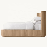 Lit double en bois massif simple américain, meubles de chambre à coucher, chêne, villa, hôtel, vente directe d'usine, personnalisable