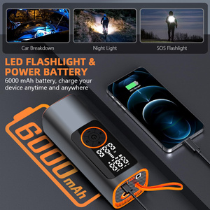 เครื่องสูบลมยางพกพาแบบพรีเมียม 6000mAh 150PSI พร้อมสายชาร์จในรถยนต์ ระบบหยุดอัตโนมัติ จอแสดงผลคู่ LED และพาวเวอร์แบงค์ - Product Image 3