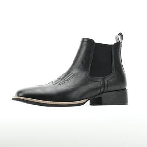 Botas Chelsea Occidentales de Punta Cuadrada Negras para Hombre, Tobilleras, de Cuero Genuino, Suela de Goma, Transpirables, para Todas las Temporadas - Product Image 1