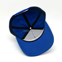 Stevige koninklijkblauwe hoge kroon katoenen baseballcap met aangepaste 3D script borduurlogo, gebogen klep, snapback sportpet