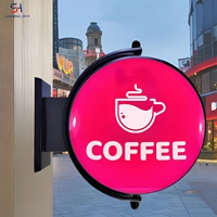 Boîte à lumière LED rotative double face en acrylique plat de qualité commerciale supérieure, à suspendre latéralement, éclairée par LED, pour les magasins de café et de produits de beauté