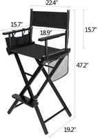 Siège de repose-pieds Portable pliable en bois massif, chaise d'artiste, de maquillage, de grande taille avec sacs latéraux de rangement, vente en gros, bon marché