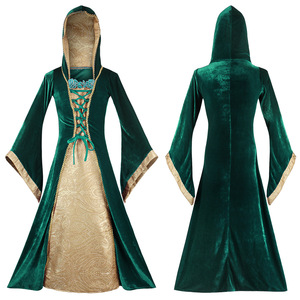 Vestido de Corte Retro Europeo para Mujer, Túnica de Terciopelo con Capucha, Disfraz para Representaciones Escénicas, Cosplay de Reina o Emperatriz - Product Image 5