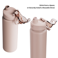 Bouteille isotherme de randonnée en acier inoxydable réutilisable sous vide avec paille et poignée pour boire à froid