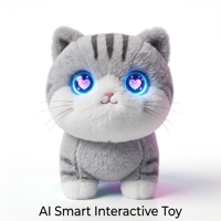 Peluche interactive chat tabby argenté, jouet parlant intelligent alimenté par ChatGPT, animal en peluche multilingue pour l'apprentissage précoce, poupée mignonne