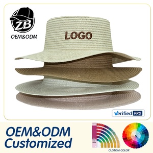Wholesale Elegant <b>Flat</b> Top Boater Paper <b>Hat</b> for Women Wide Brim Summer Sun Cap Custom Paper Beach Fishing Image Style Panama <b>Hat</b> - Product Image 1