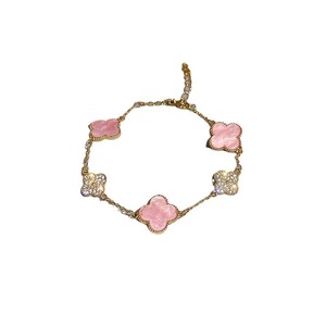 Pulsera <span class=keywords><strong>de</strong></span> Lujo <span class=keywords><strong>de</strong></span> Alta Gama para Mujer con Eslabones <span class=keywords><strong>de</strong></span> Cadena y Trébol <span class=keywords><strong>de</strong></span> Cuatro <span class=keywords><strong>Hojas</strong></span>, Diseño Geométrico <span class=keywords><strong>de</strong></span> Moda, Aleación <span class=keywords><strong>de</strong></span> Cobre con Baño <span class=keywords><strong>de</strong></span> Oro y Zirconia - Product Image 4