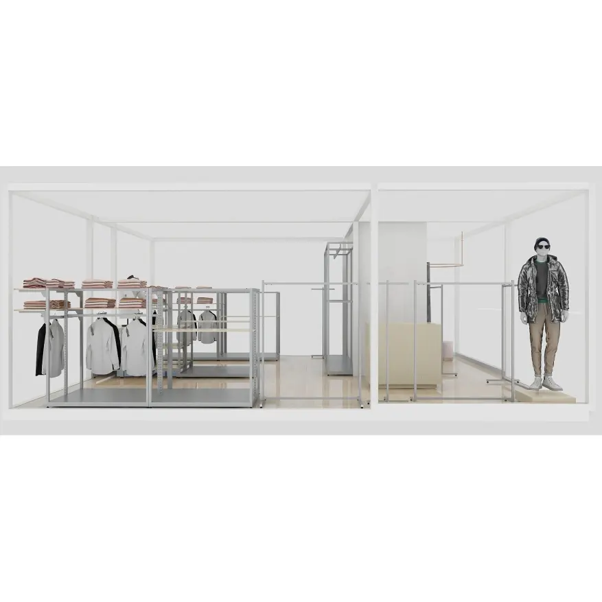 One-Stop Service Boutique Winkel Winkel Metalen Plank Opknoping Kledingdoek Kleding Stand Kleding Display Rack