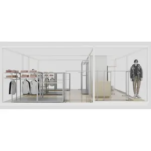 One-Stop Service Boutique Retail Store Shop Metal Shelf Hanging Garment Cloth Clothes Stand Clothing Display Rack