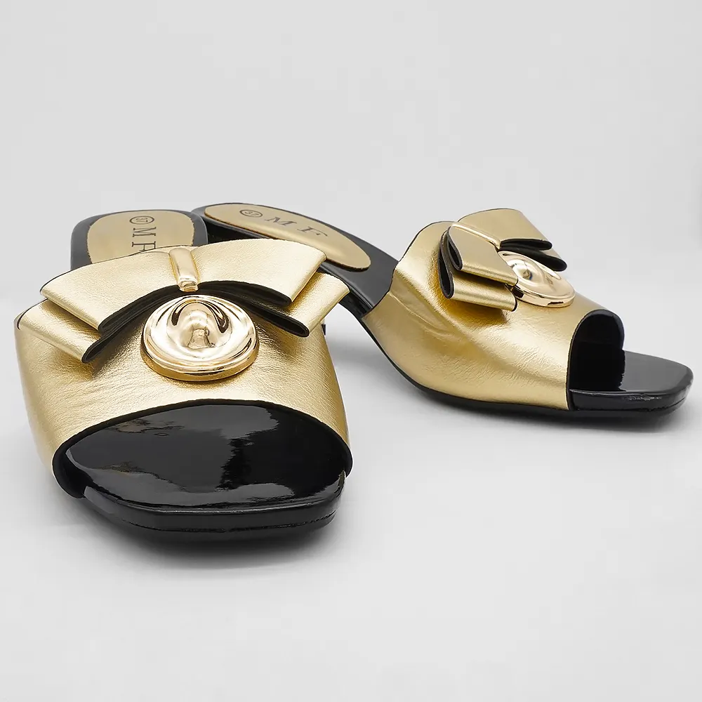 Sandal dan Sandal untuk Wanita Desainer Sandal Produsen Cina 962484-1 6.4Cm Tumit Emas