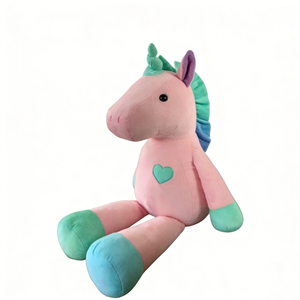 Pink Pastel <b>Unicorn</b> Plush Toy with Mint Accents - Soft Heart Embroidered Stuffed Animal, <b>Girls</b>’ Nursery & Bedtime Cuddle <b>Gift</b> - Product Image 1