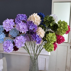 Diseño Popular Seda 80cm Rama larga 5 cabezas Hortensia Flor 11cm Diámetro Hortensia artificial Flor rosa - Product Image 5