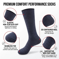Chaussettes de sport pour hommes personnalisées avec logo, respirantes, en maille, confortables, avec coussinets, chaussettes de sport mi-mollet, chaussettes habillées en mélange de polyester tricoté de qualité supérieure, vente en gros OEM