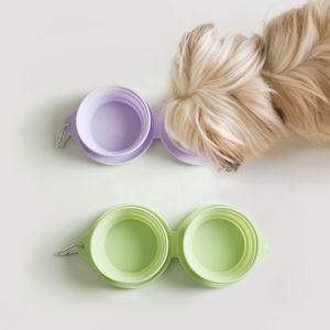 Bol de voyage pliable 2 en 1 en silicone à double couche pour chien, pour nourriture et eau, pour la randonnée en plein air - Product Image 4