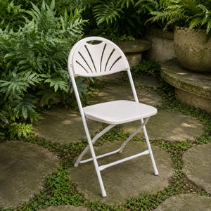 Modern Durable Comfortable Portable Lightweight Fan Back Plastic Folding <b>Chair</b> for Villa Workshop & Farmhouse Use <b>White</b> - Product Image 1