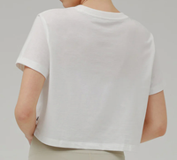 T-shirt court en coton biologique personnalisé avec logo pour femme, tee-shirt ample et court de haute qualité en fibres, idéal pour l'été