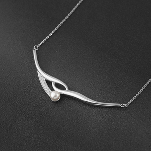 Trendy Stainless Steel Necklace Geometric Women's Unique Ig-Style Imitation Pearl Pendant for Party Religious Zircon Necklace - Product Image 6