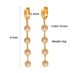 High Quality Metal Geometric Earrings Stylish Zircon Long Earrings 316l <strong>Stainless</strong> <strong>Steel</strong> <strong>Jewelry</strong> - Product Image 6