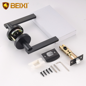 Fabriek Directe Verkoop Zinklegering Matzwarte Deurklink Slot Interieur Kamer Slaapkamer Badkamer Deurslot Handgreep Set - Product Image 2