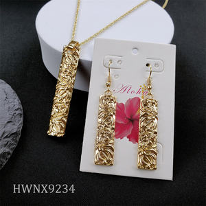 Hawaiano venta al por mayor de joyería 14K chapado en oro del árbol de coco de verano pendientes conjuntos de collar - Product Image 1