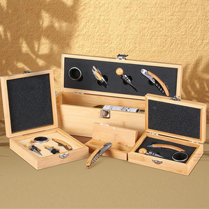 Wooden Bottle Opener <b>Storage</b> <b>Box</b> With Lock Solid Wood Bar <b>Tools</b> Set For Wine Glass And Opener Holder - Product Image 1