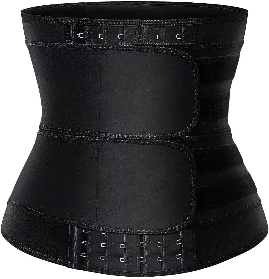 Ceinture double à 6 boutons, noire.