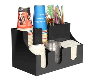 Giá Để Cốc Cà Phê Gia Vị, Giá Để Cốc Cà Phê Nhựa Acrylic Có Nắp Đứng Hình Tròn Màu Đen Trong Nhà Văn Phòng - Product Image 1