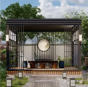 Maison de jardin moderne Toit extérieur à persiennes 3m X 4m X 3m Persiennes en aluminium Pergola Gazebo Pavilion