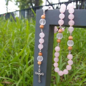 Lot <span class=keywords><strong>de</strong></span> colliers chapelet en quartz rose naturel noués à la main, perles <span class=keywords><strong>de</strong></span> <span class=keywords><strong>prière</strong></span> religieuses, cadeau unisexe pour les détaillants - Product Image 3