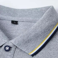 Polo de Manga Corta para Hombre, 210 Gramos, Antiarrugas, Estilo Casual de Negocios, con Botones Bordados, Antipilling, Talla 4XL, para Golf
