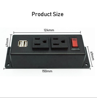 Multiprise murale BAYU US pour bureau avec 2 prises CA, 2 chargeurs USB, interrupteur d'éclairage et disjoncteur