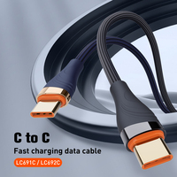 Câble de charge rapide LDNIO LC691C compatible PD et QC, PD65W, Type-C vers Type-C, 5A