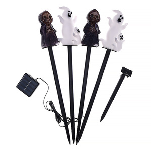 Luces LED de jardín con forma de fantasma para Halloween, decoración exterior de plástico con forma de fantasma, 4 estacas en un set, luz decorativa para fiestas - Product Image 6