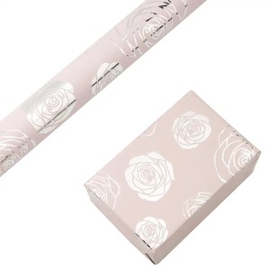 Custom Rose Pattern Gift <b>Wrap</b> <b>Roll</b> Pink Art <b>Paper</b> Coated Double-Sided Eco-Friendly Digital Printing Recyclable 70GSM Packaging - Product Image 3