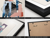 Impression sur toile abstraite avec cadre, passe-partout blanc, bleu rose, pour hôtel, salon, mur