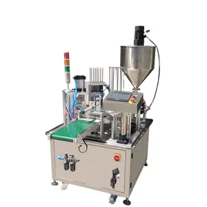 High tech fully automatic rotating milk tea cup filling and sealing machine with alarm production line