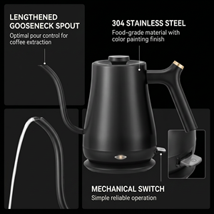 Bouilloire à café à col de cygne 800 ml pour cuisinière, avec logo personnalisé, verseur intelligent, contrôle automatique de la température, portable pour voiture et usage domestique, Smart Tempe - Product Image 6