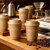 Tasses isothermes personnalisées à double paroi pour thé, vin et café, avec poignée, écologiques, compostables, recyclables, de qualité alimentaire – Vente chaude