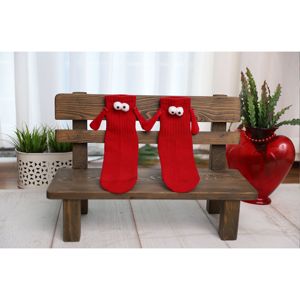 Calcetines Magnéticos para Parejas Alibaca, Rojos, de Felpa, Regalo para el Día de San Valentín, con Manos Entrelazadas y Ojos 3D, 1 Par - Product Image 3