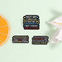 Ensemble de badges émaillés à slogan humoristique, design textuel coloré, en alliage de zinc, pour sac à dos, veste, chapeau, revers, décoration, objet de collection