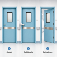 DUSHI Porte médicale battante manuelle personnalisable avec stores intégrés, en acier inoxydable, antibactérienne, hermétique, conception pour salle blanche, extérieur