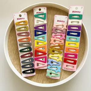 Atacado Colorful Girl Hair Acessório Bangs Bobby Pins Candy Color Kids Hair Clip Geometric Hairpins