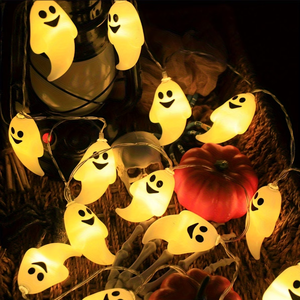 Luces LED de Cadena para Decoración de Halloween, con Diseño de Telaraña, Calabaza, Fantasma, Calavera, Momia y Gato, Funciona con Pilas, Luces Decorativas para Fiestas al Aire Libre - Product Image 3