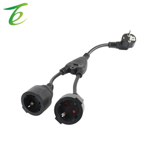 Câble d'extension électrique standard européen, un câble pour deux prises, trois fils, prise européenne, coudé, deux prises, câble d'alimentation en cuivre pur - Product Image 4