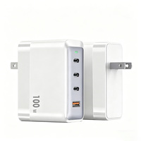 Pengisi Daya Desktop USB C GaN 100W Multi-Port Pengisian Cepat untuk Laptop, Ponsel, Tablet